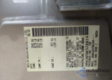 2010 Nissan Altima 2.5 S from USA, damaged, VIN 1N4AL2AP3AN528824